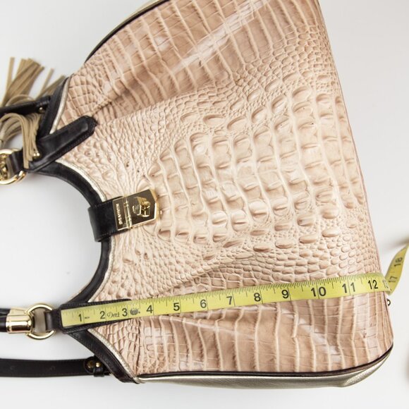 Brahmin Elisa Purse Leather Crocodile Embossed Hobo Bag Blossom Kendall Brown - Picture 12 of 14